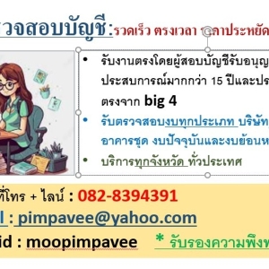 ผู้สอบบัญชีที่คุณมองหา: รวดเร็ว ราคามิตรภาพ ตรงเวลา คุยง่าย ให้คำปรึกษาฟรี